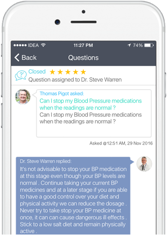Patient Questions in Virtual Practice app