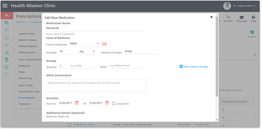 Add new medication form