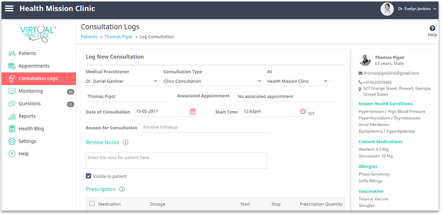 Log consultation form