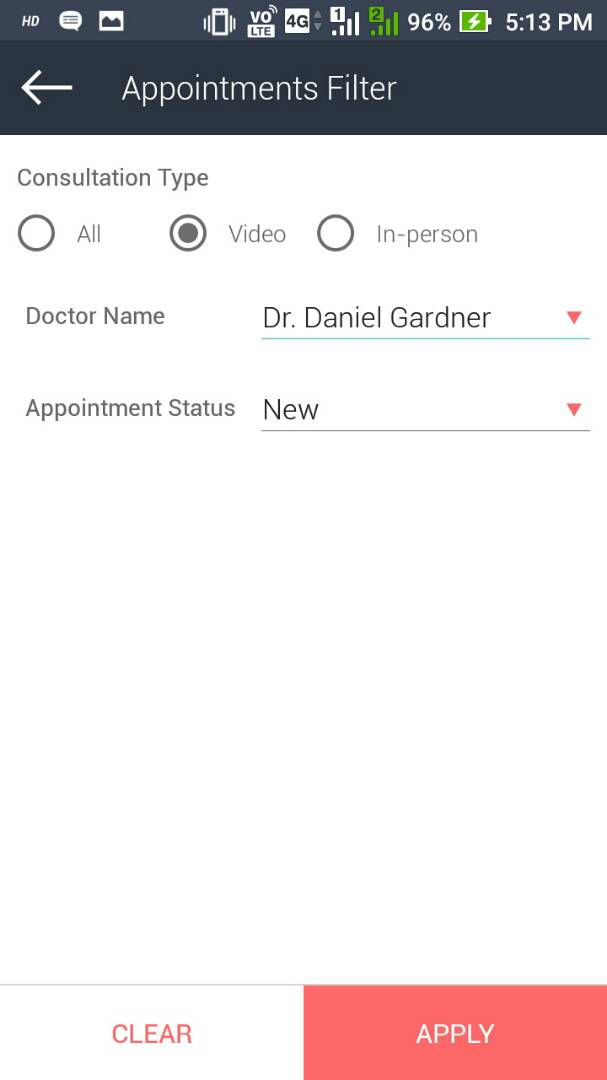 Filter appointments to selectively view new video appointments